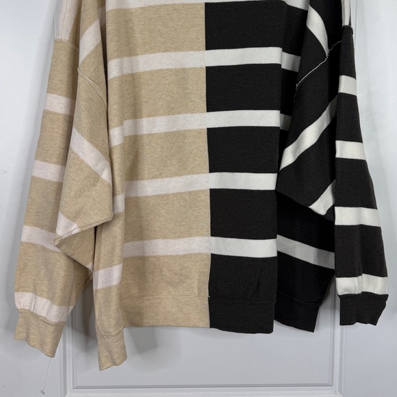 FREE PEOPLE Uptown Stripe Pullover Sweater NEW Size XS Black Pearl Combo - Picture 10 of 15